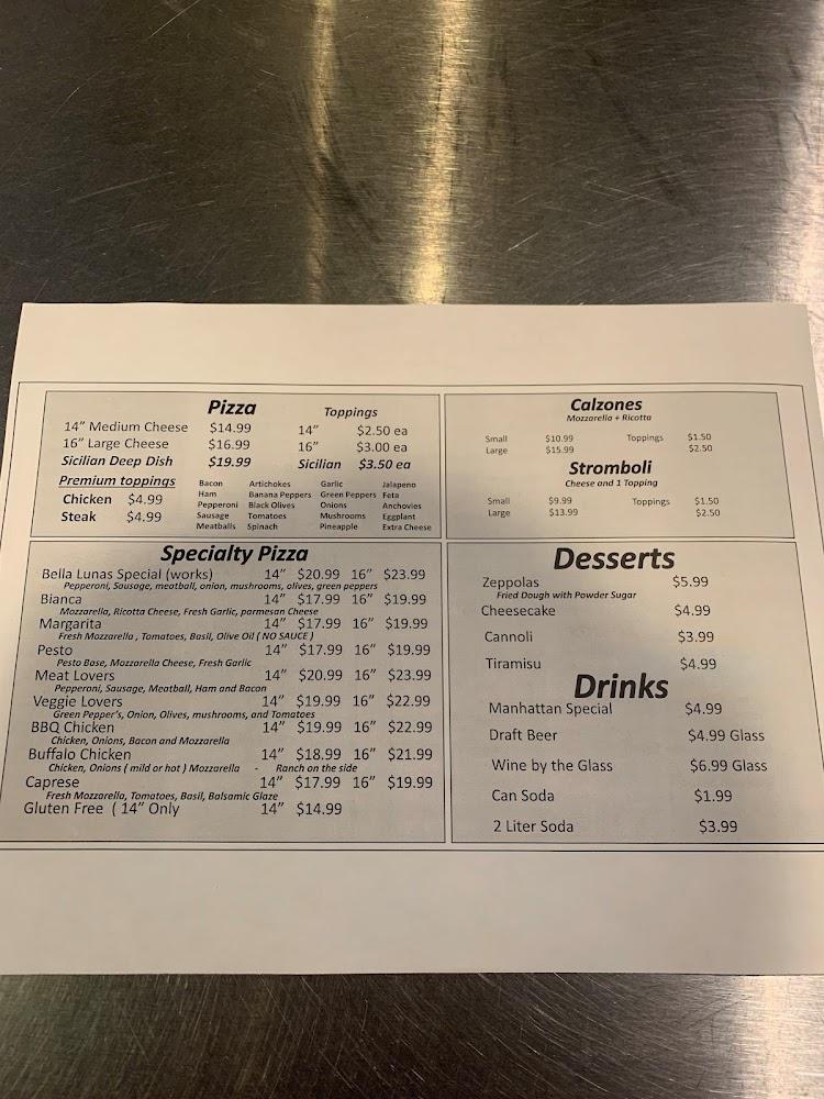 Bella Luna's Pizzeria Menu image 1