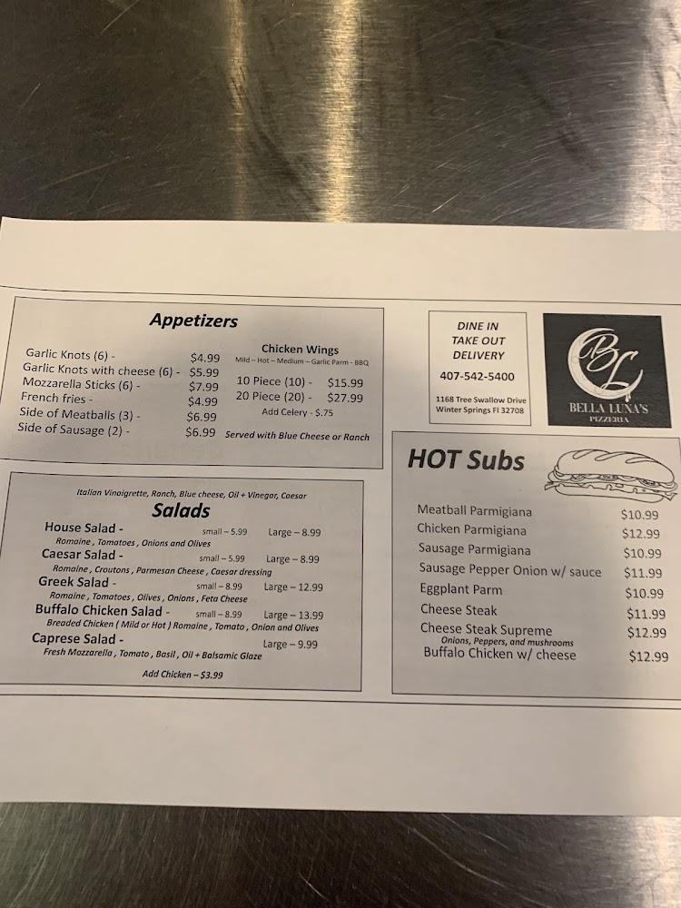 Bella Luna's Pizzeria Menu image 2